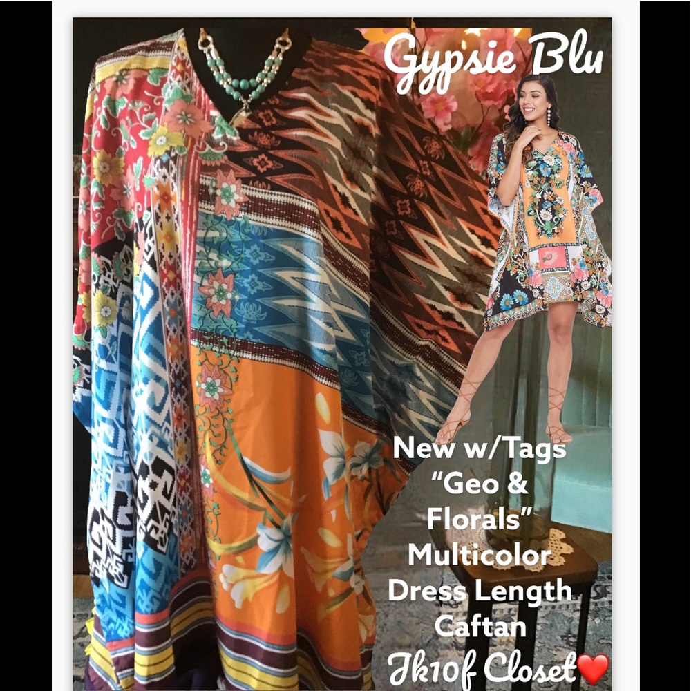 LOWEST🌺 NWT GYPSIE BLU MULTICOLOR COVERUP/CAFTAN